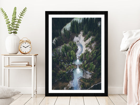 Buchenegger Wasserfälle In Forest Glass Framed Wall Art, Ready to Hang Quality Print With White Border Black