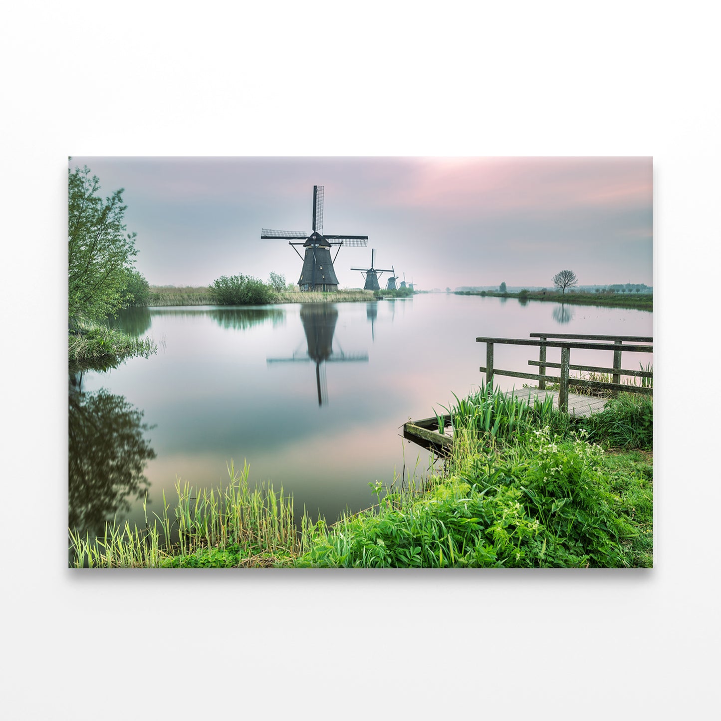 Windmill Reflected in the Canal Wall Art Decor 100% Australian Made