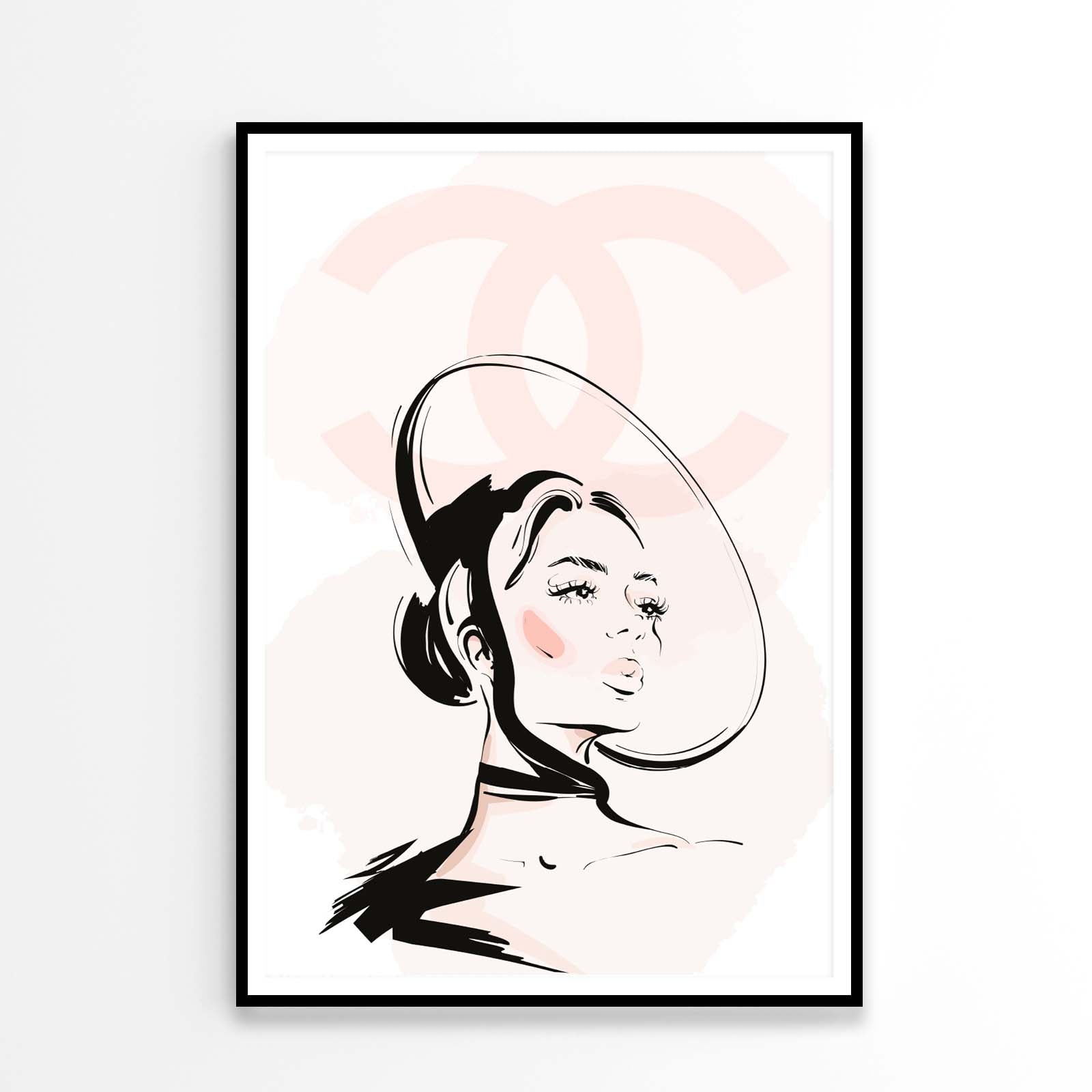 Stylish Black Peach Colored Girl Art Design Home Decor Premium Quality Poster Print Choose Your Sizes