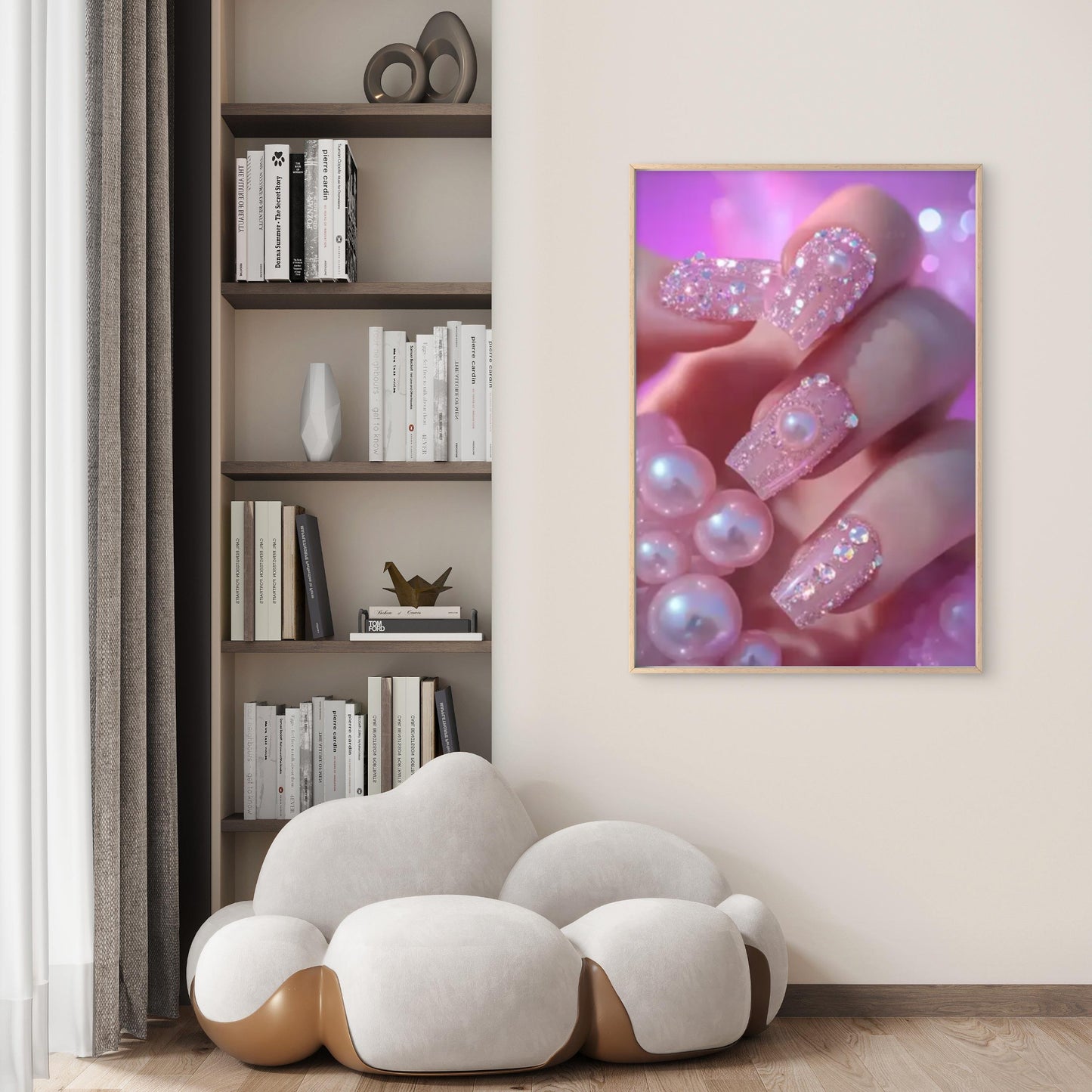 Sparkling Rhinestone & Pearl Nail Arts Fashion Home Decor Premium Quality Poster Print Choose Your Sizes