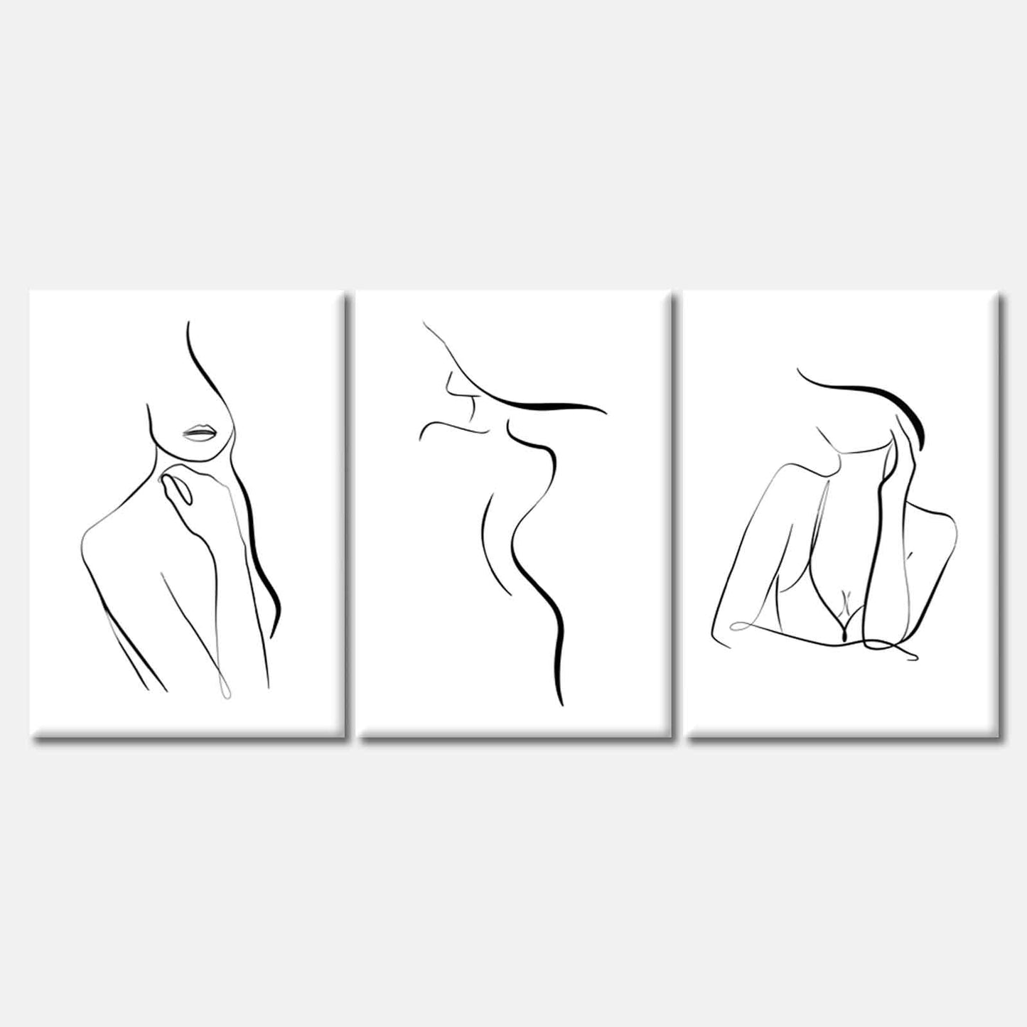 3 Set of Girl with Hat Line Art High Quality Print 100% Australian Made Wall Canvas Ready to Hang