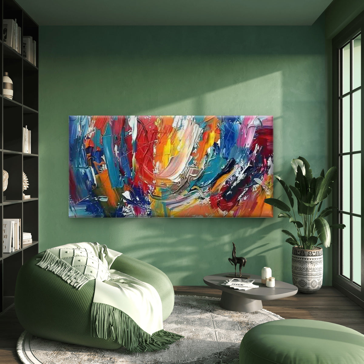 Abstract Colorful Paint Strokes Wall Art Canvas Office Home Room Framed 120x60cm