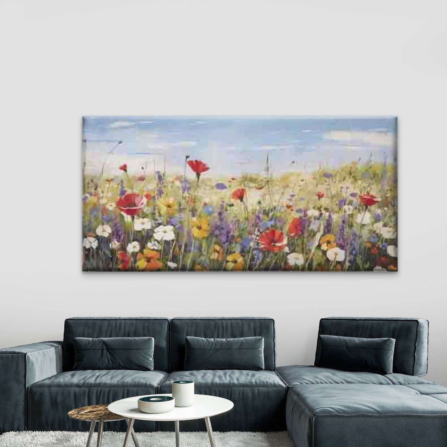 Wildflower Meadow Beneath Wall Art Canvas Office Home Room Framed 120x60cm