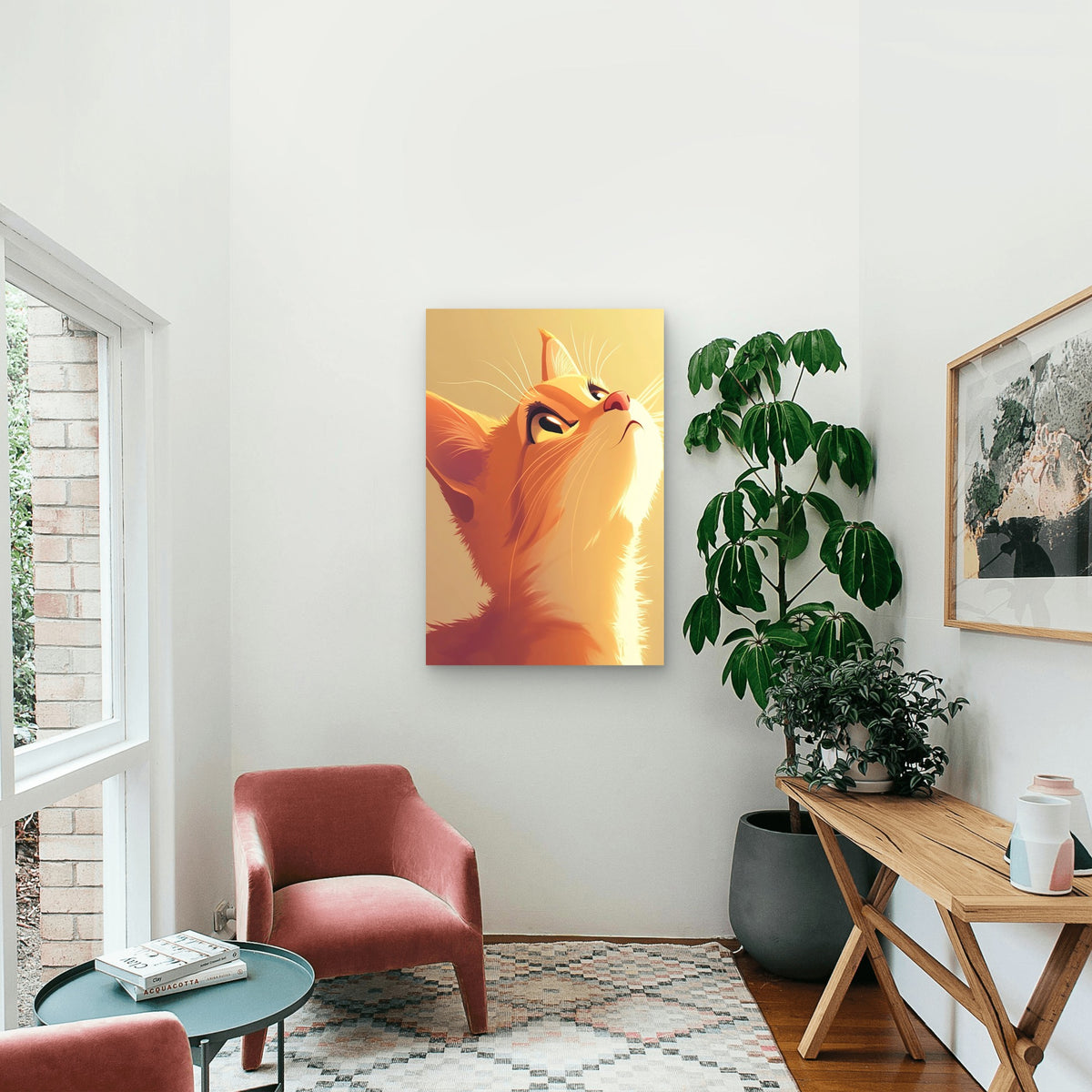 Digital Illustration of an Orange Tabby Cat 40x60cm Metal Print Ready to Hang