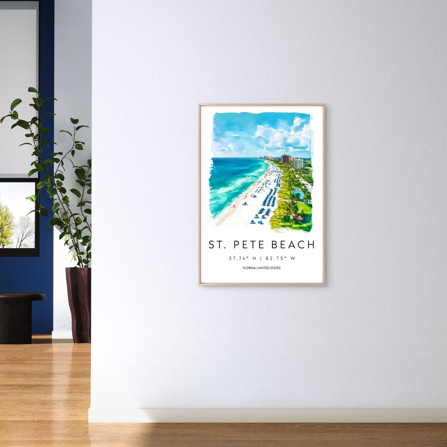 Beautiful Florida St. Pete Beach Scene Travel Poster Print Wall Art