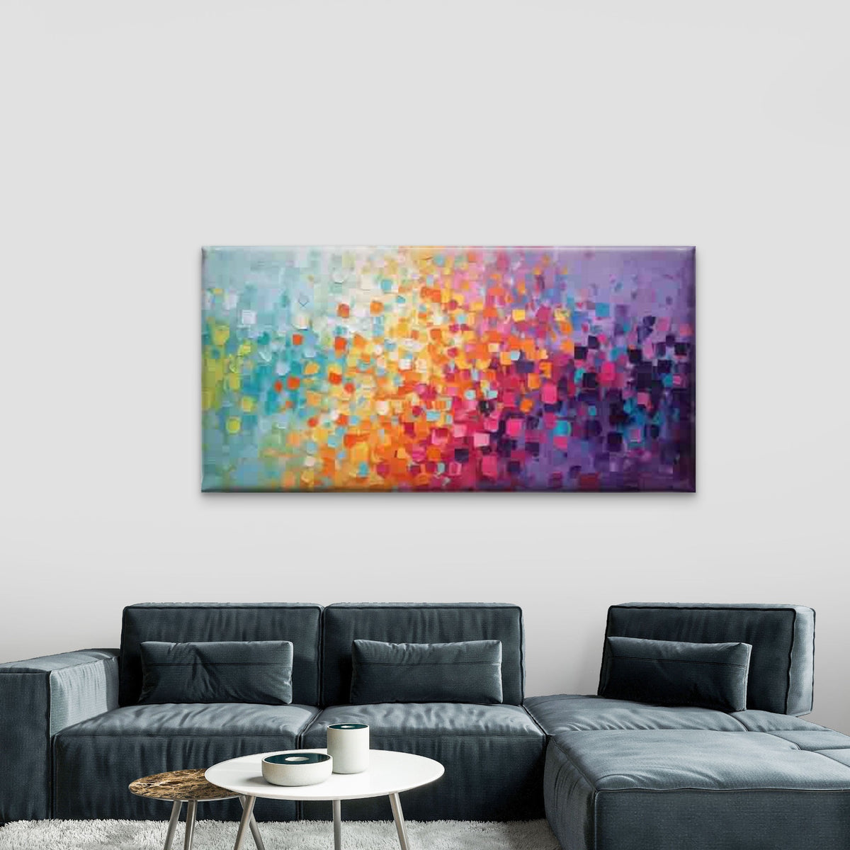 Colorful Abstract Geometric Wall Art Canvas Office Home Room Framed 120x60cm