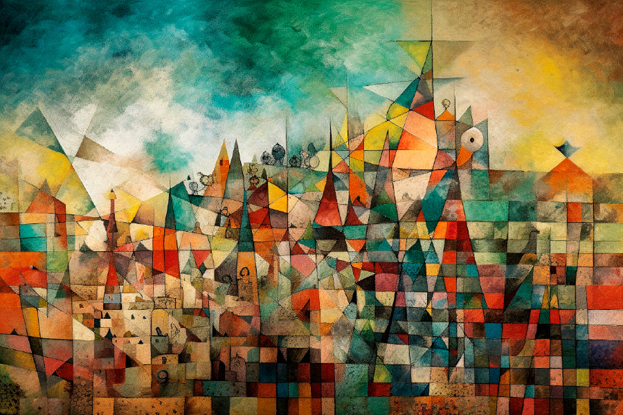 French Revolution Paint Abstract Glass Framed Wall Art, Ready to Hang Quality Print