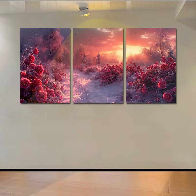 3pcs City of Roses Series Wall Art Set Canvas Framed 50x70cm - High Quality Print 100% Australian Made Wall Canvas Ready to Hang