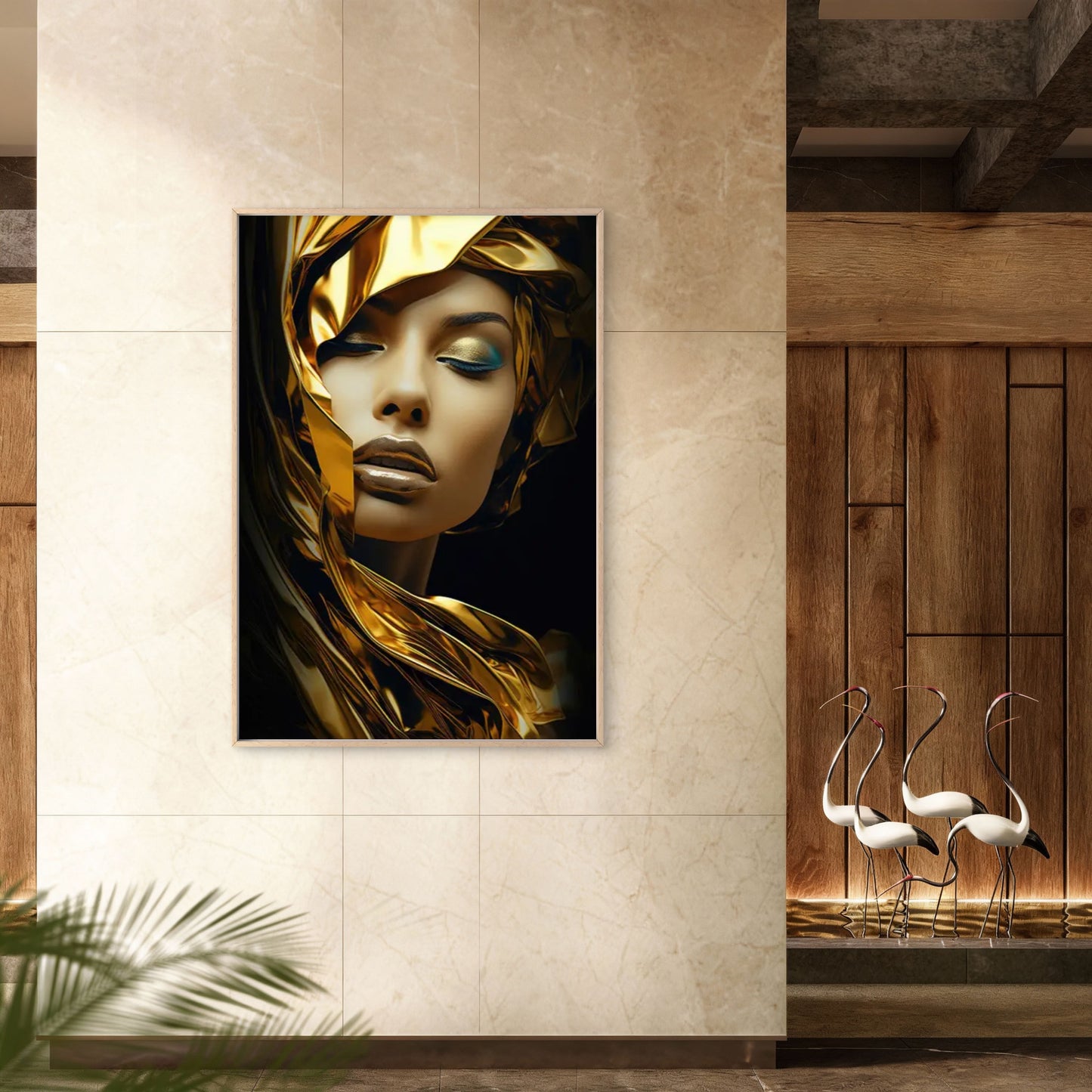 Modern Golden and Black Swirl Woman Face Fashion Home Decor Premium Quality Poster Print Choose Your Sizes