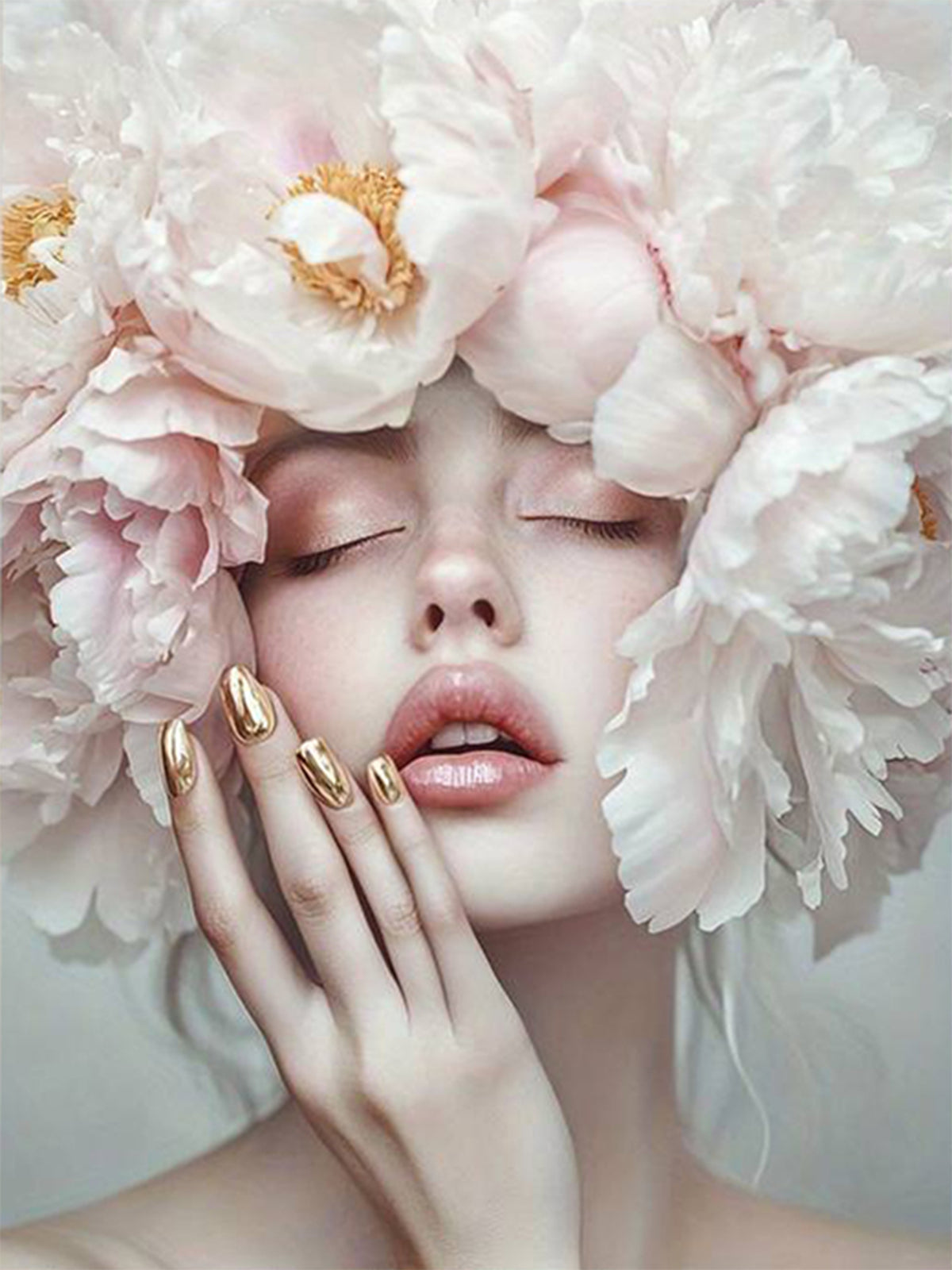 Elegant Neutral Pink Floral Crown Woman Fashion Home Decor Premium Quality Poster Print Choose Your Sizes