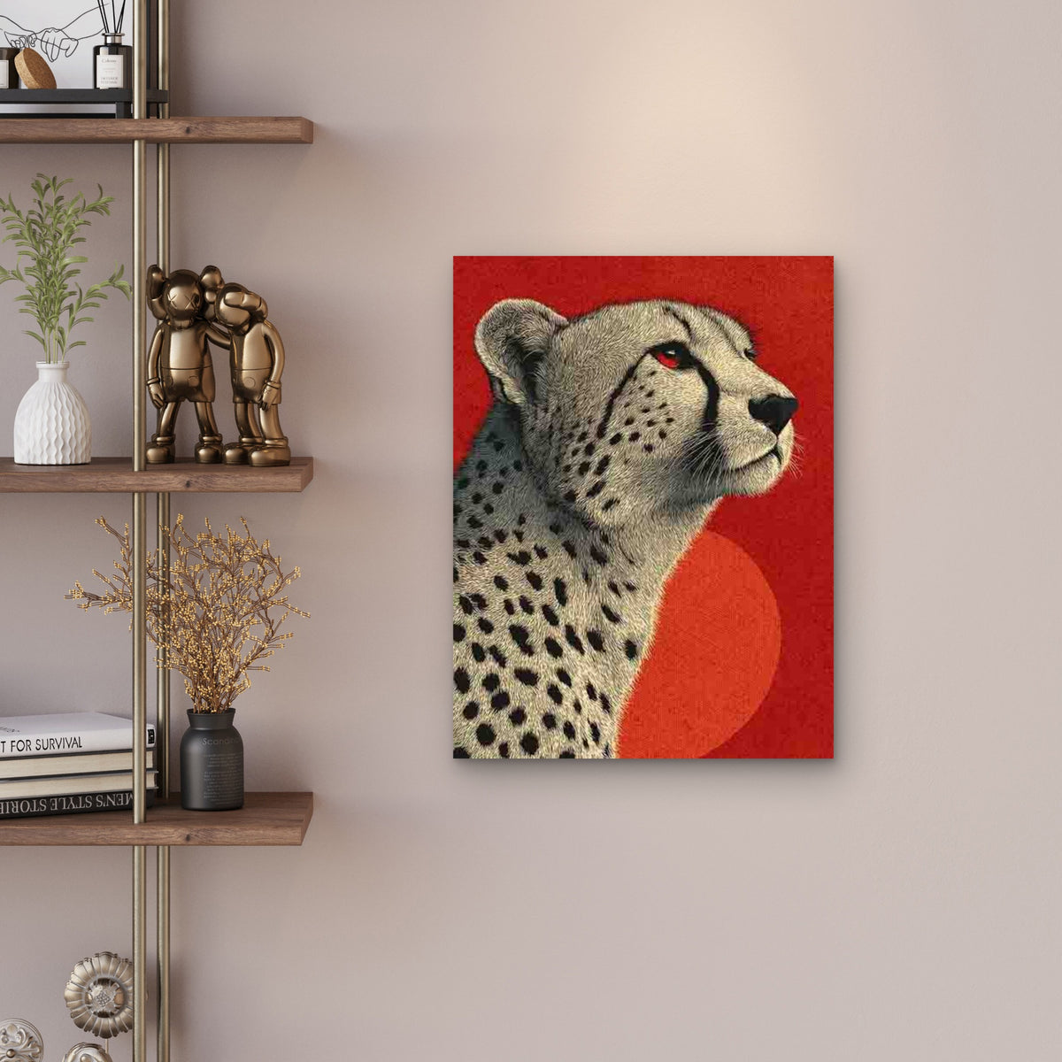 Cheetah Artwork Metal Print Ready to Hang