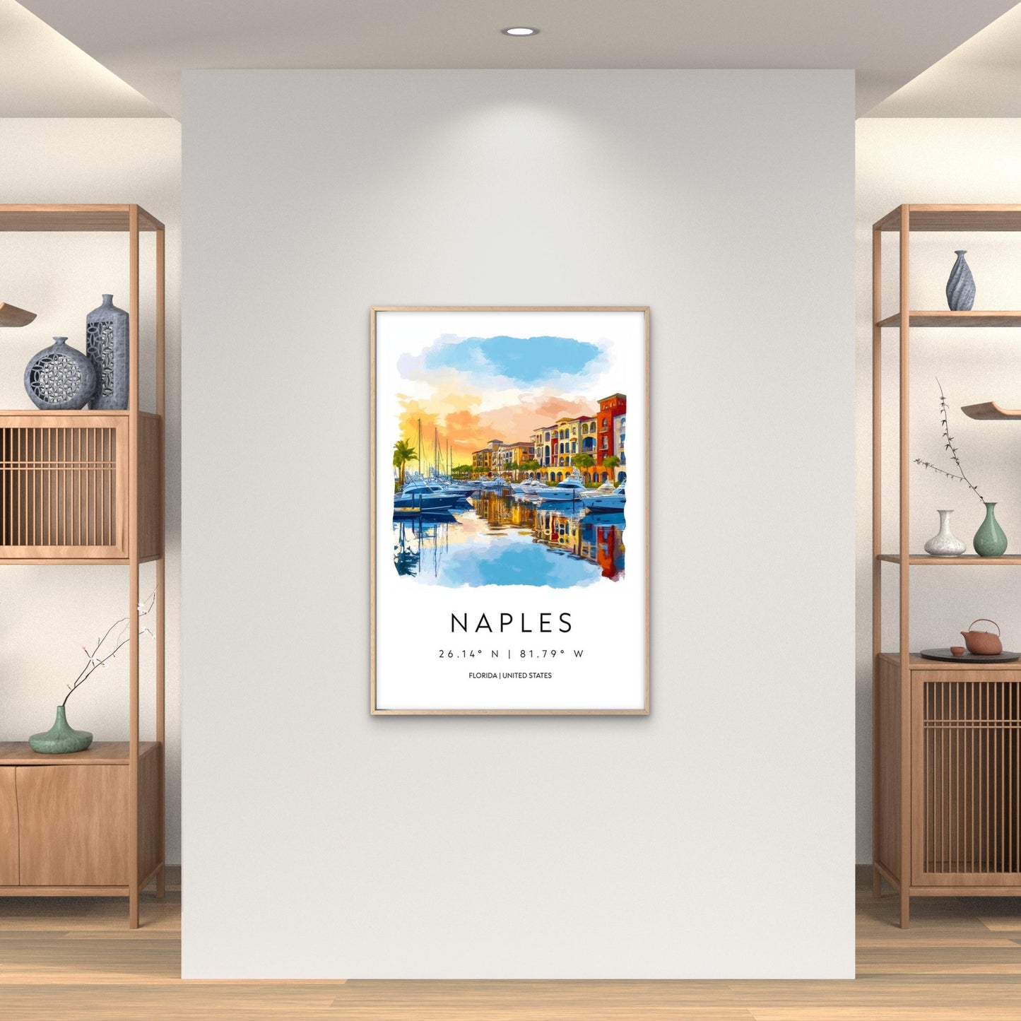 Vibrant Reflection Of Naples Marina Travel Poster Print Wall Art