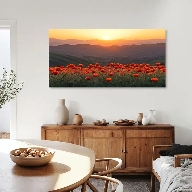 Nature Floral Panoramic Abstract Colorful Flowers Field Wall Art canvas office home room framed 120x60cm