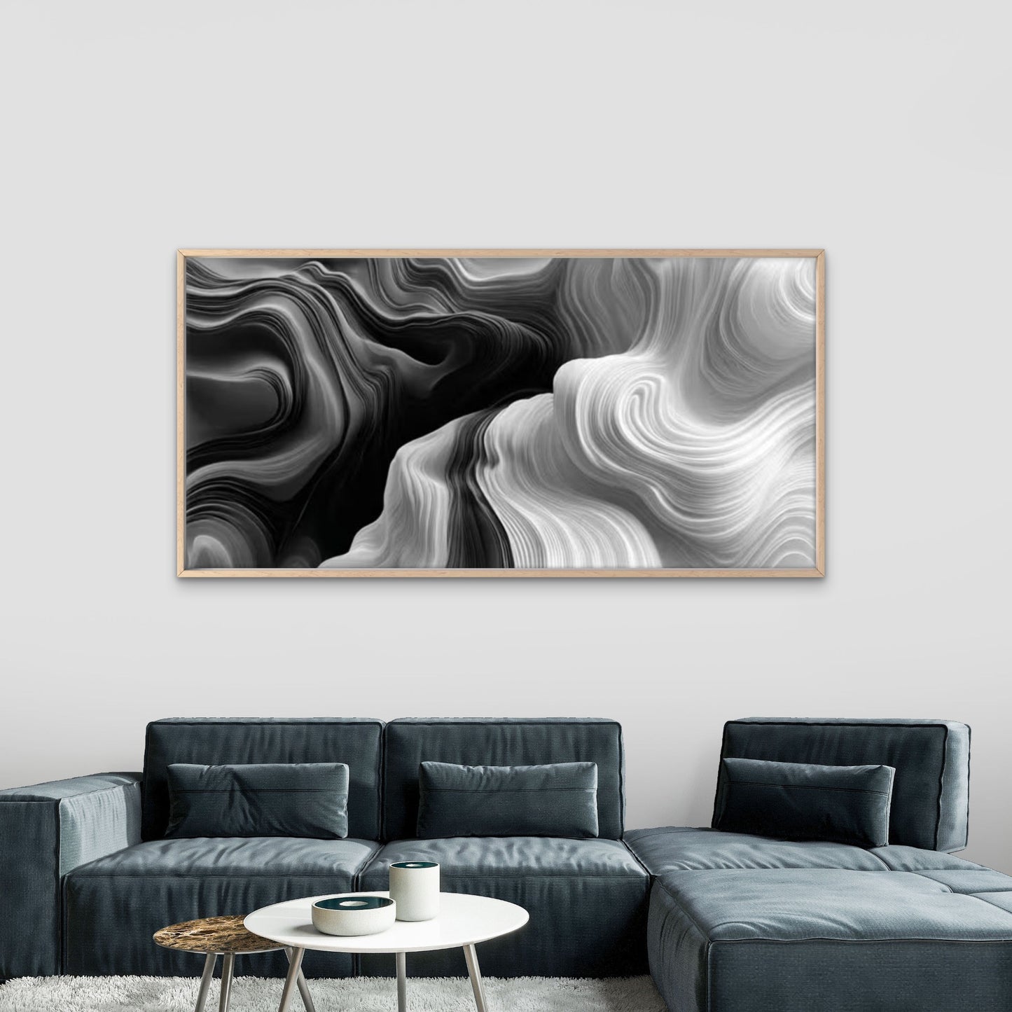 Minimalist & Swirling Pattern Wall Art Canvas Office Home Room Framed 120x60cm