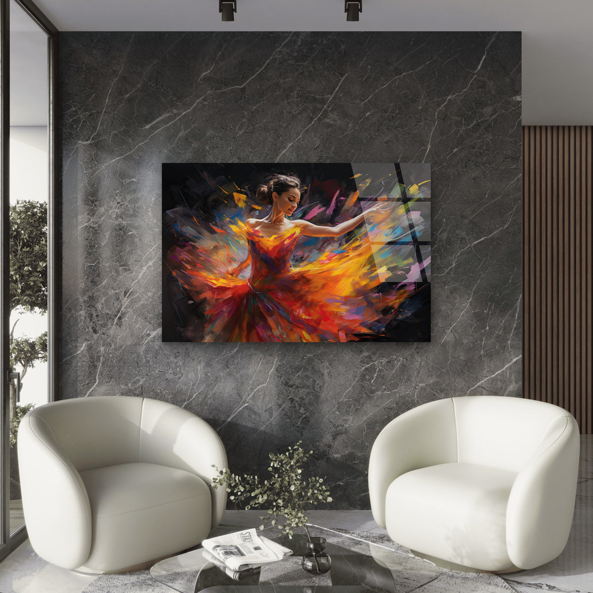 Vibrant Abstract Dancer In Colorful Motion Brushstrokes Acrylic Glass Printing Wall Art Australian Made Quality