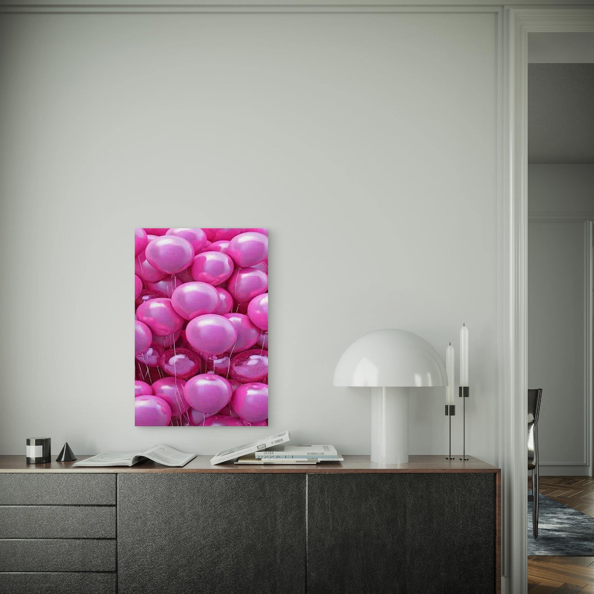 Bubblegum Pink Balloon Cluster Metal Print Ready to Hang