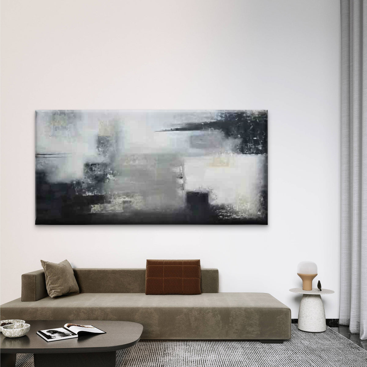 Featuring an Abstract Grunge Wall Art Canvas Office Home Room Framed 120x60cm