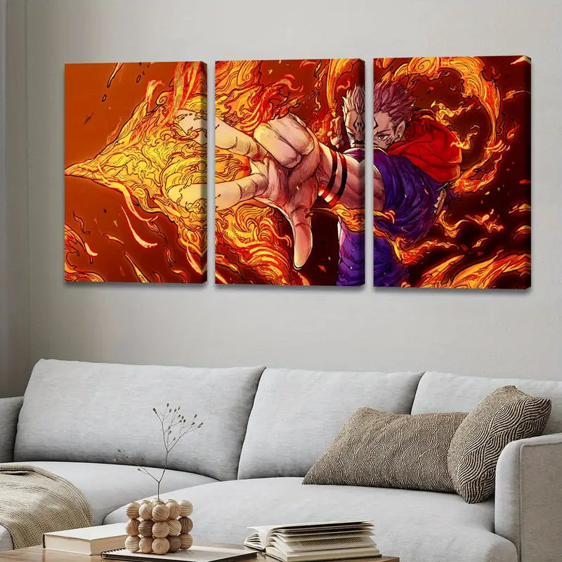 3pcs Fashion Anime Comic Art Character Wall Art Set Canvas Framed 60x90cm - High Quality Print 100% Australian Made Wall Canvas Ready to Hang
