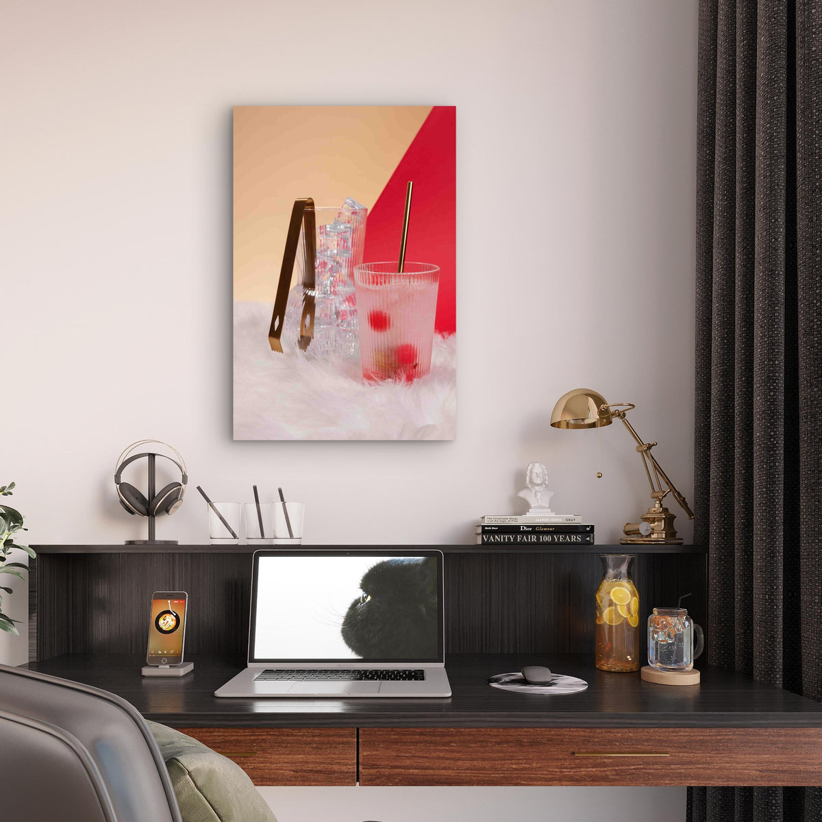 Tasty Daiquiri Cocktail With Cherry 40x60cm Metal Print Ready to Hang