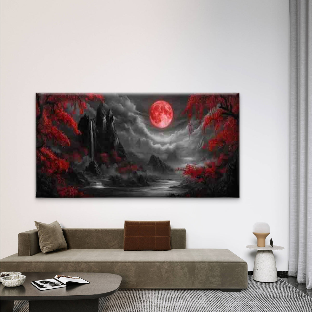 Rivers and Red Leaves Wall Art Canvas Office Home Room Framed 120x60cm