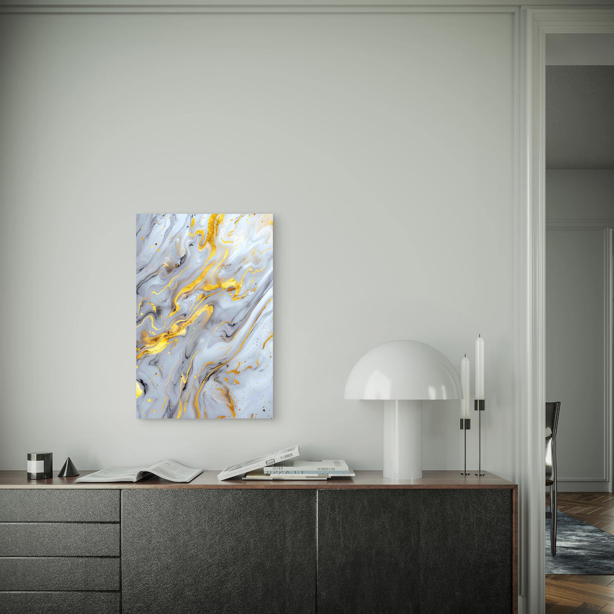 Gold Marble Swirl Texture Metal Print Ready to Hang