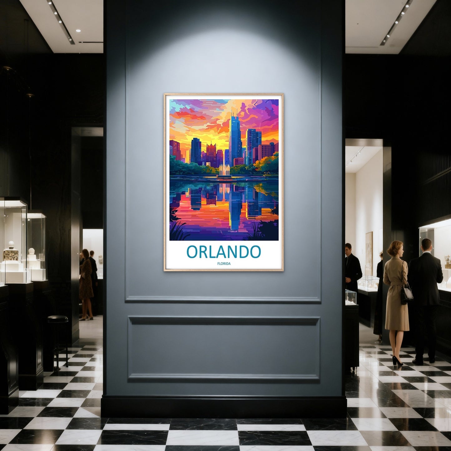 Vibrant Depiction of Orlando, Florida Travel Poster Print Wall Art