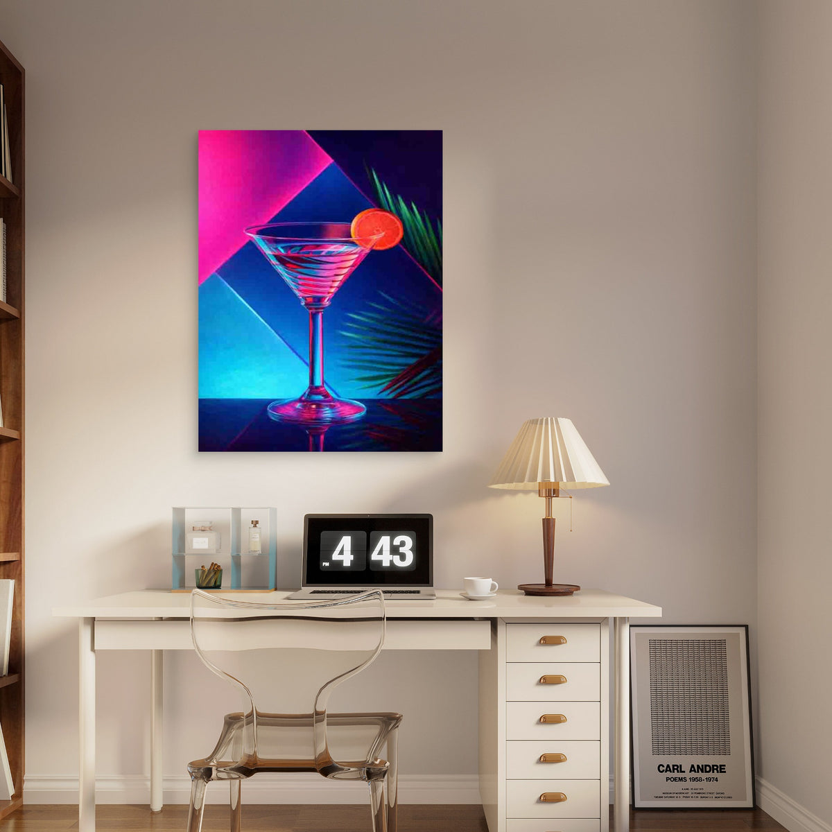 Neon Martini Vibes 40x60cm Metal Print Ready to Hang