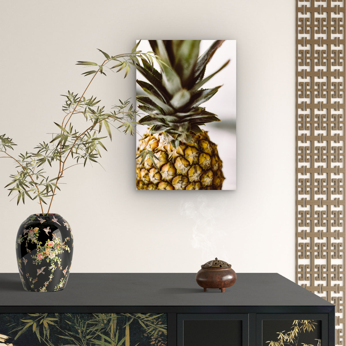 Close Up Of A Pineapple 40x60cm Metal Print Ready to Hang