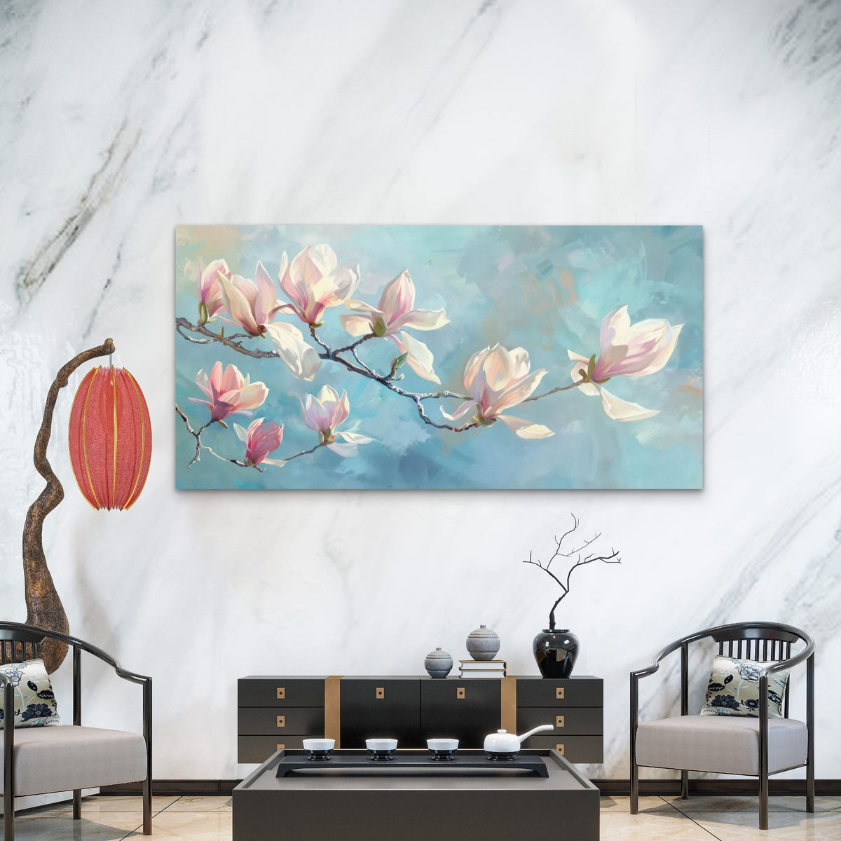 Spring Morning Floral Haze Wall Art Canvas Office Home Room Framed 120x60cm