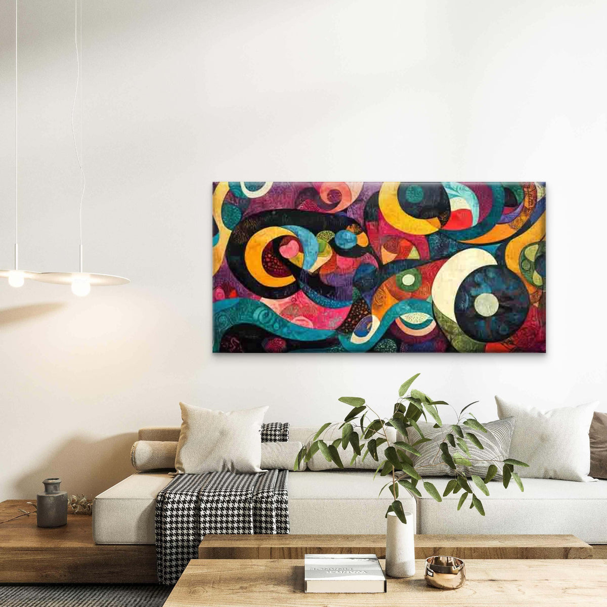 Abstract with Vibrant Colors Wall Art Canvas Office Home Room Framed 120x60cm