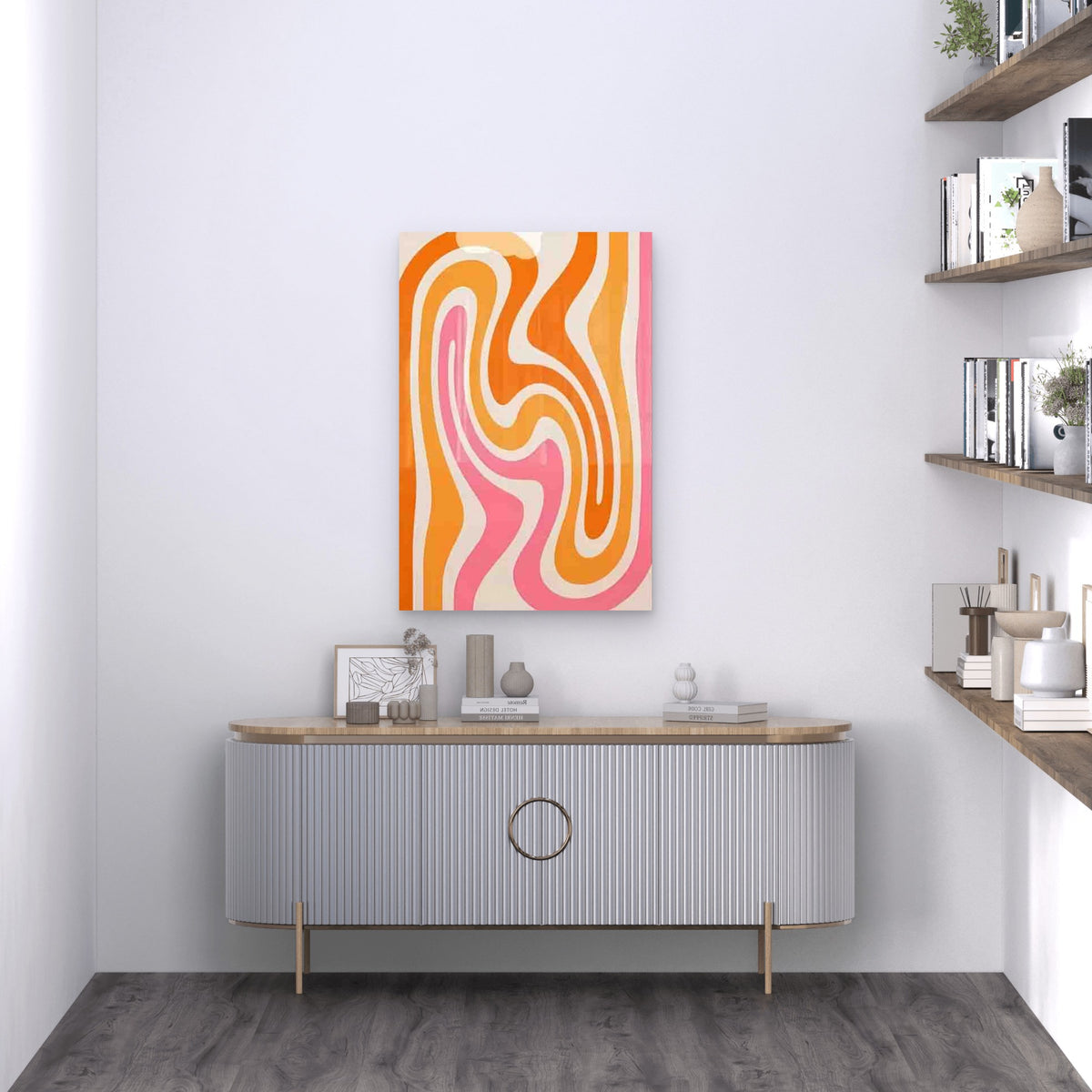 Swirling Multicolor Abstract Metal Print Ready to Hang