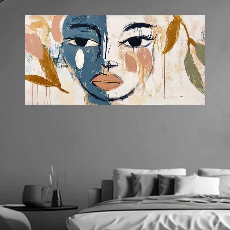 Abstract Face Minimalist Design Wall Art wall canvas office home room framed 120x60cm