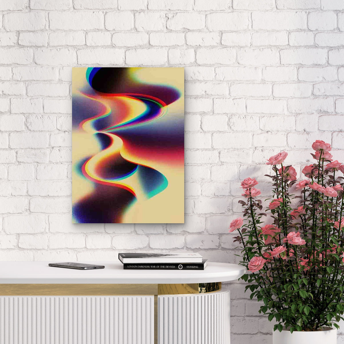 Abstract Colorful Wave Metal Print Ready to Hang