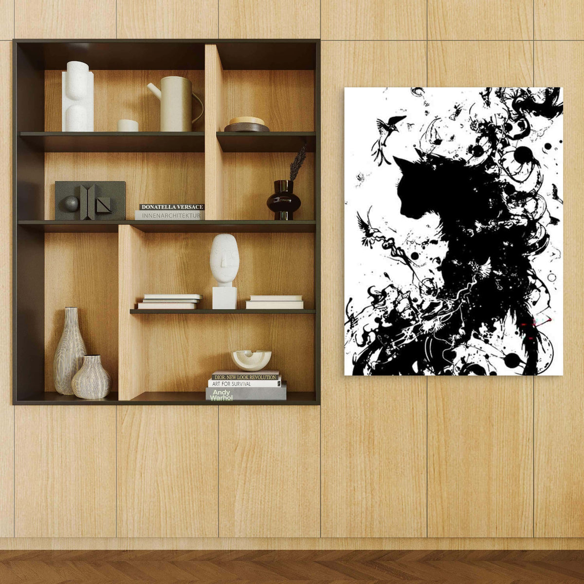 Abstract Cat Artwork 40x60cm Metal Print Ready to Hang
