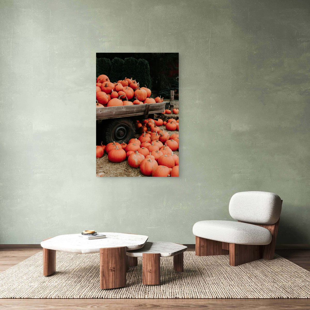 Bright Orange Pumpkins at a Pumpkin Patch 40x60cm Metal Print Ready to Hang