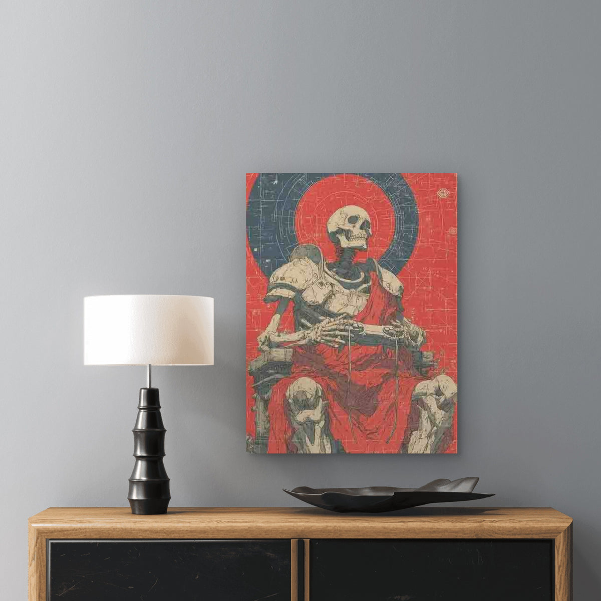 Retro Gamer Skeleton Design Metal Print Ready to Hang