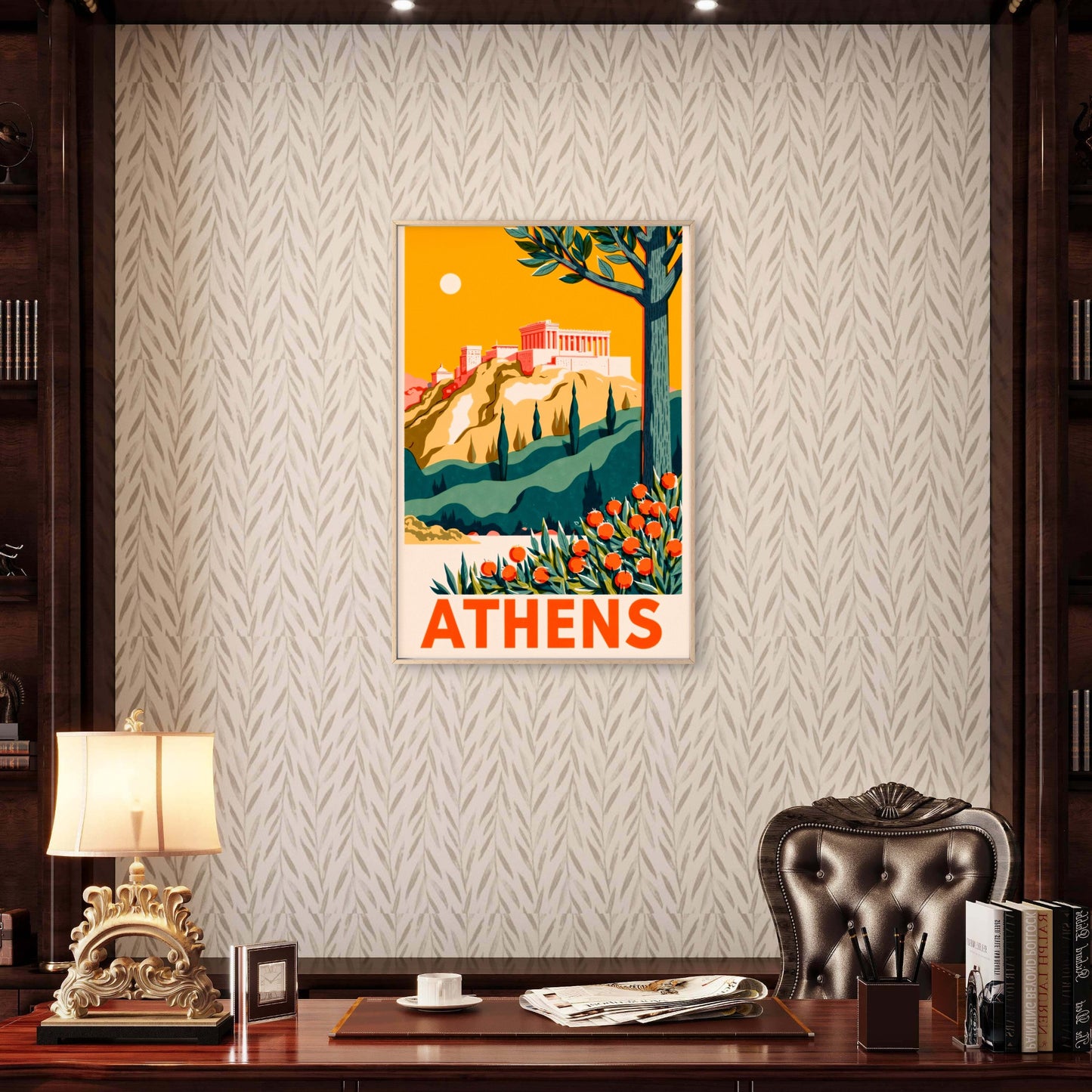 Athens Greece Acropolis Vintage Travel Poster Print Wall Art