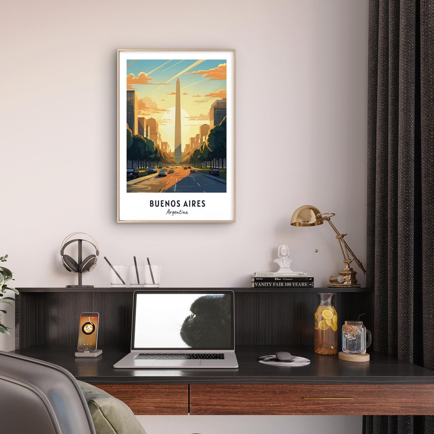 Buenos Aires Argentina Cityscape Travel Poster Print Wall Art