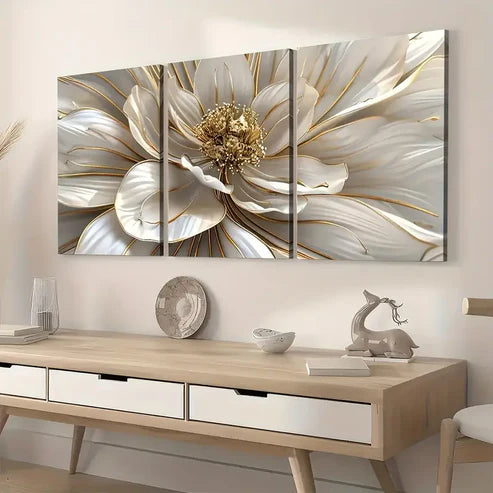 3pcs Art Style Flowers Abstract Landscape Art Wall Art Set Canvas Unframed - High Quality Print 100% Australian Made Wall Canvas
