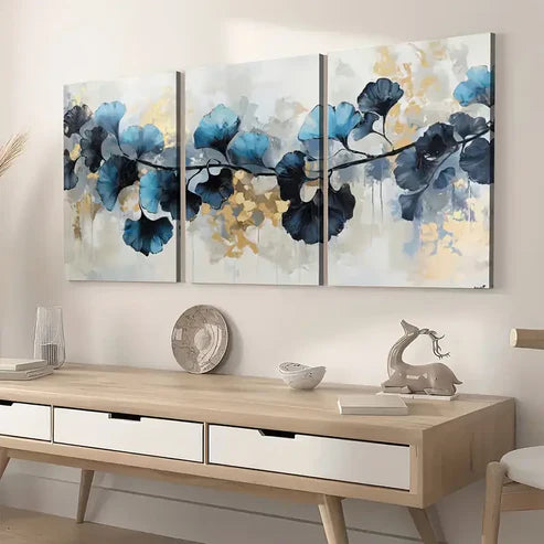 3pcs Modern Minimalist Abstract Leaf Art Flowers Wall Art Set Canvas Unframed - High Quality Print 100% Australian Made Wall Canvas