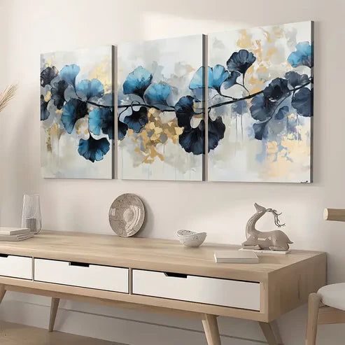 3pcs Modern Minimalist Abstract Leaf Art Flowers Wall Art Set Canvas Unframed - High Quality Print 100% Australian Made Wall Canvas