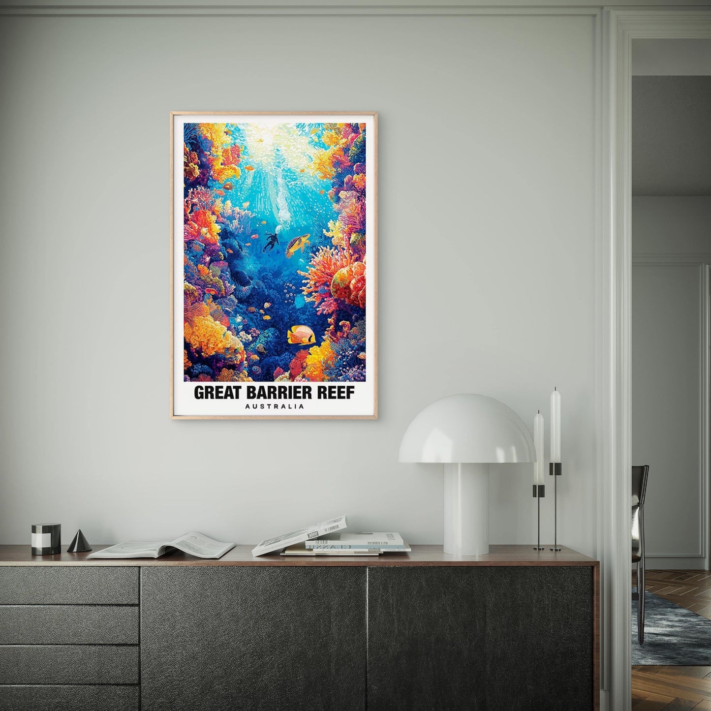 View of Australia'S Great Barrier Reef Travel Poster Print Wall Art