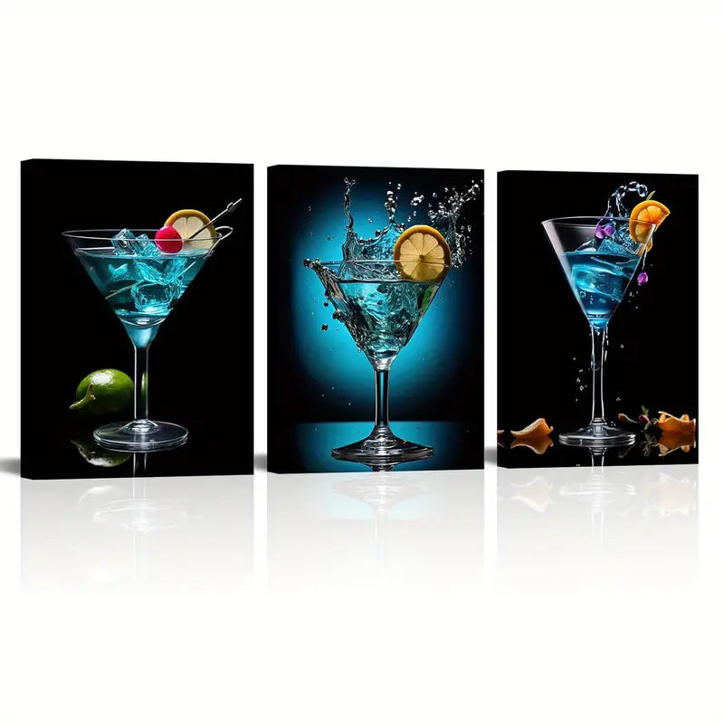 3pcs Blue Roostertail Pictures Metal Print Ready to Hang Art