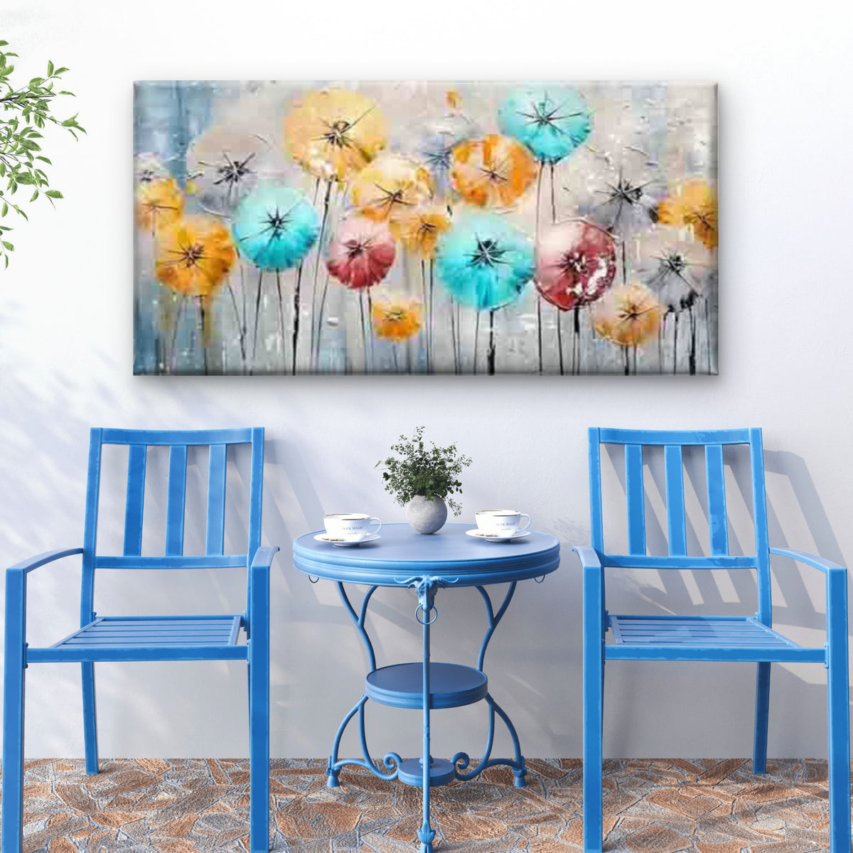Colorful Floral Abstract Wall Art Canvas Office Home Room Framed 120x60cm