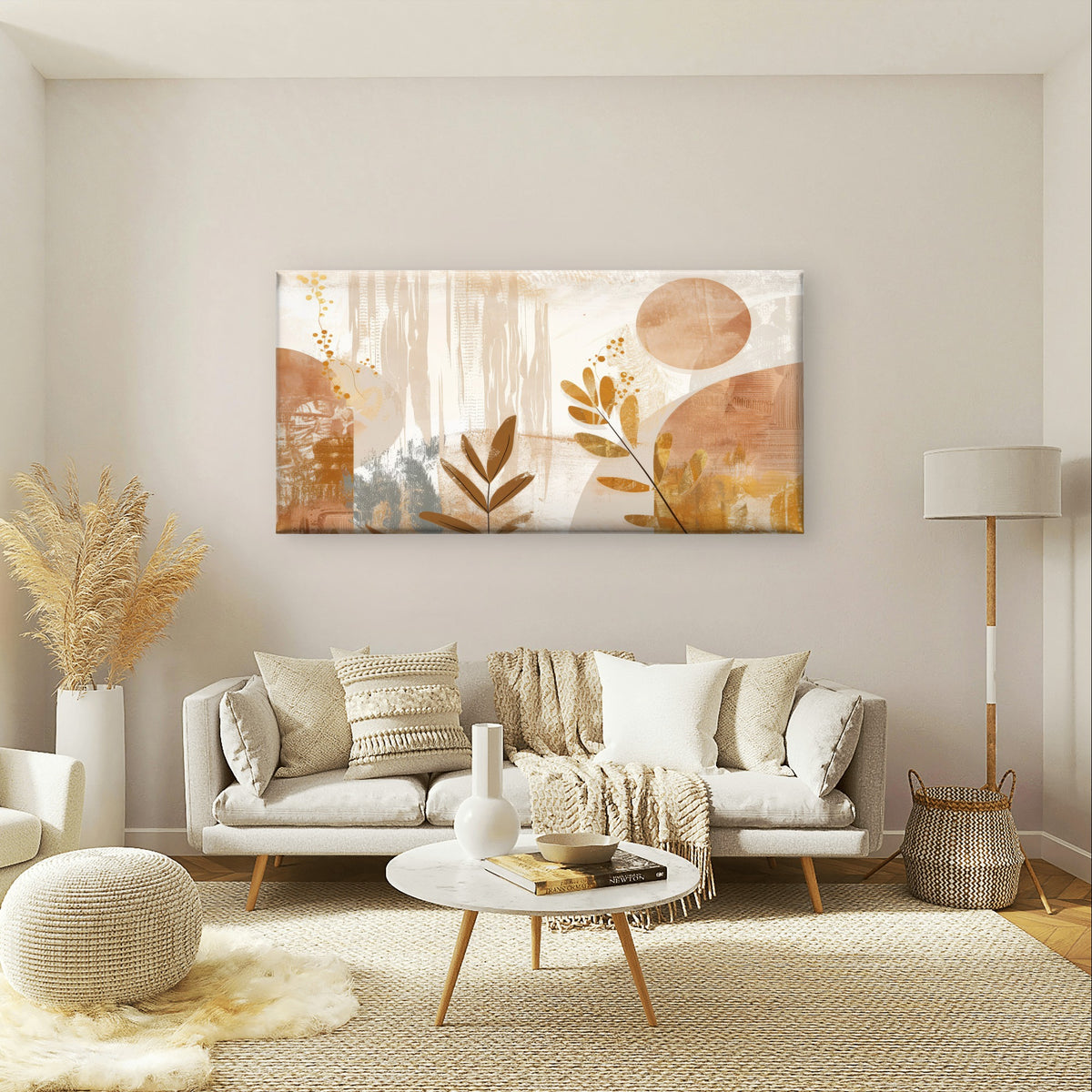 Abstract Boho Botanical Leaf Art Wall Art Canvas Office Home Framed 120x60cm