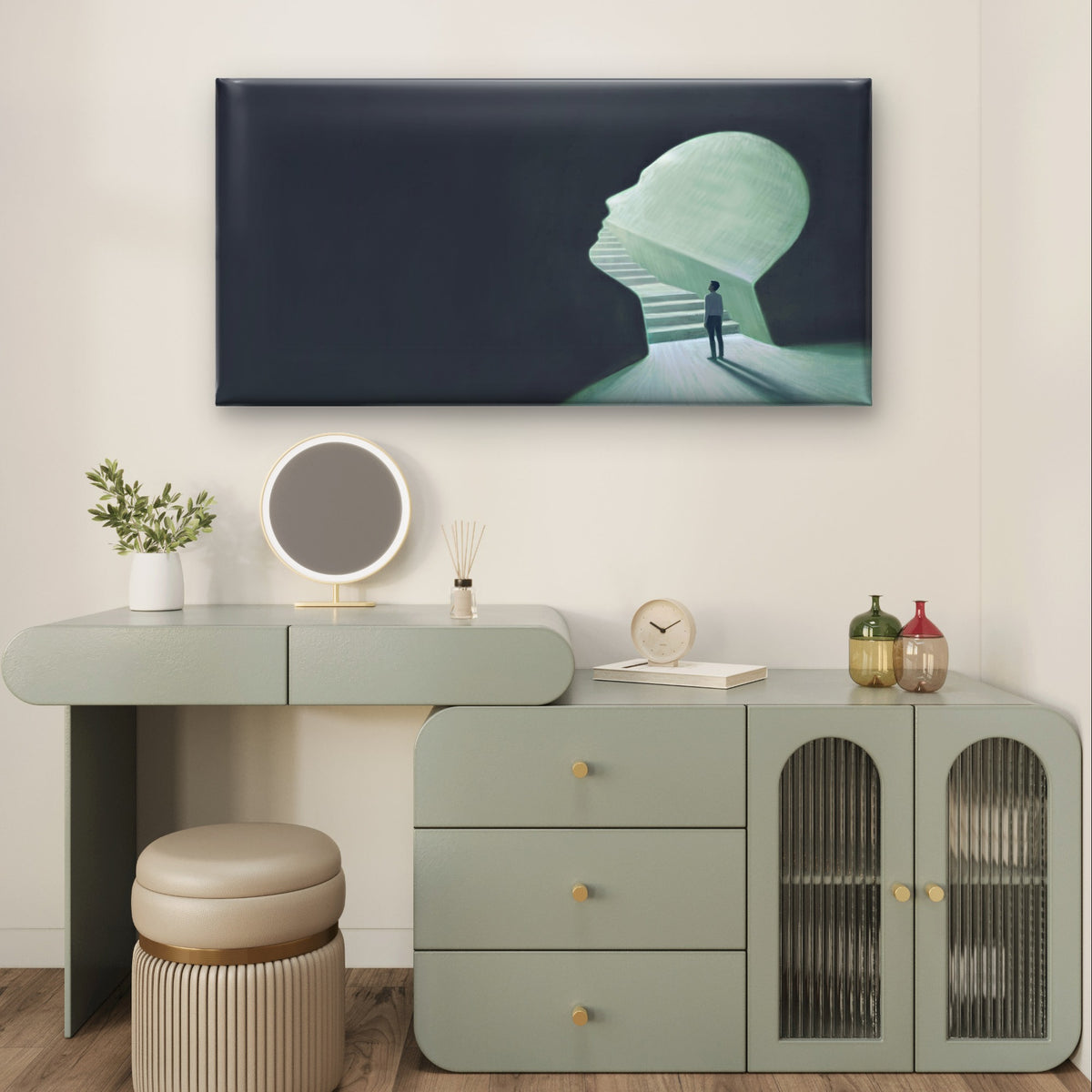 Mind Steps Silhouette Surreal Wall Art Canvas Office Home Framed 120x60cm