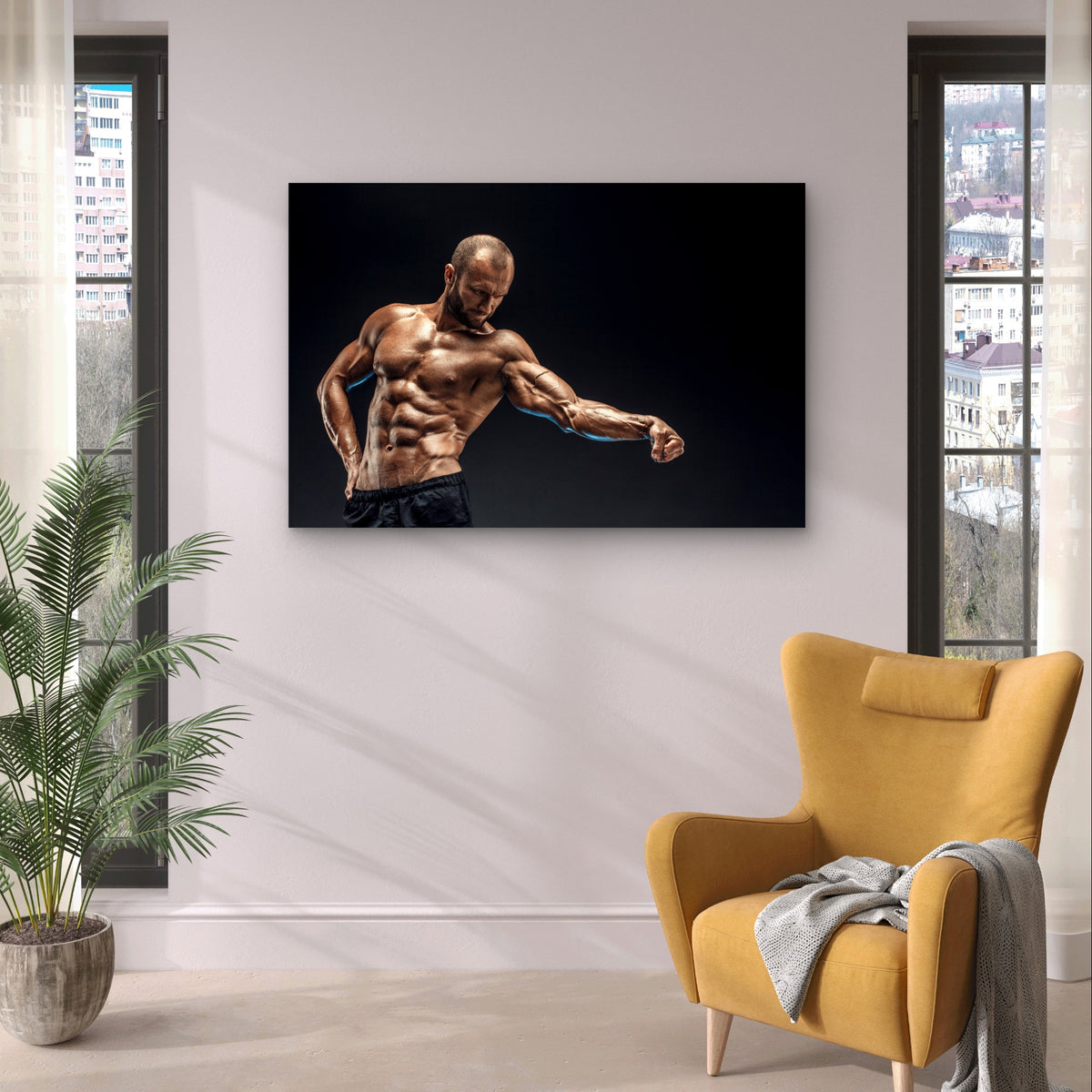 Muscular Man Bodybuilder Flexing 5mm Plastic Poster Ready to Hang 90x60cm