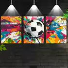 3pcs Colorful Soccer Ball with Dynamic Splashes Wall Art Set Canvas Framed 40x60cm - High Quality Print 100% Australian Made Wall Canvas Ready to Hang