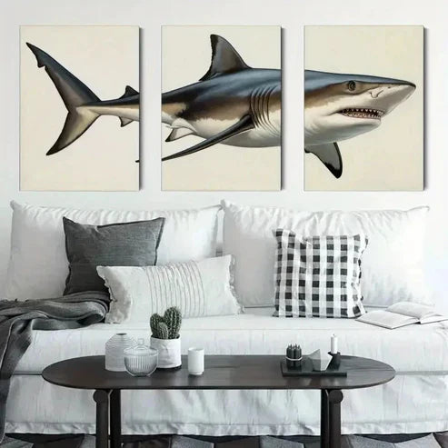 3pcs Shark Canvas Versatile MultiScene Artwork Wall Art Canvas Unframed - High Quality Print 100% Australian Made Wall Canvas