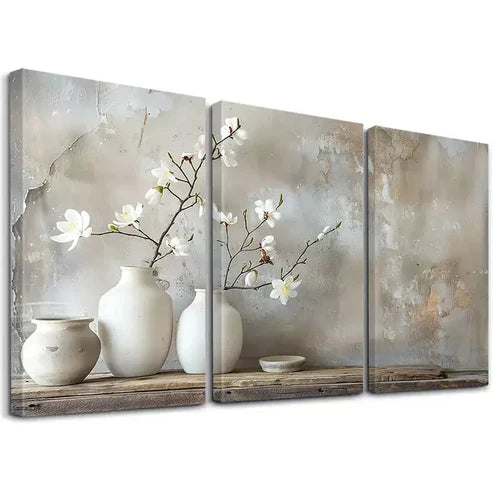 3pcs White Orchid Canvas Framed 60x90 cm - High Quality Print 100% Australian Made Wall Canvas Ready to Hang